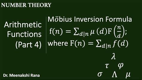 Arithmetic Functions Part 4 Mobius Inversion Formula Youtube