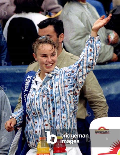 Image Of Swiss 15 Year Old Tennis Player Martina Hingis Greets Fans At The