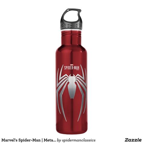 Marvels Spider Man Metal Spider Emblem Stainless Steel Water Bottle