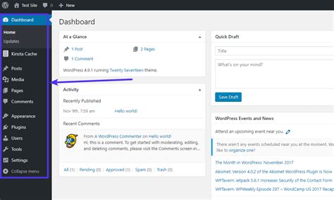 Wordpress Admin Area