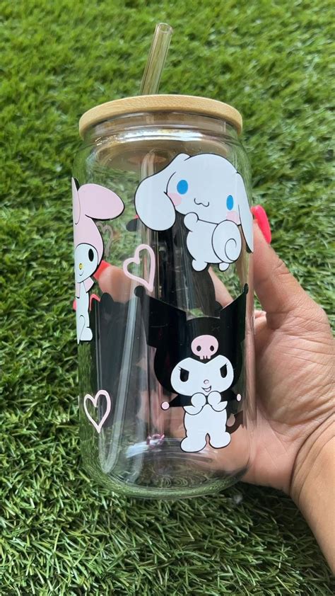 Hello Kitty And Friends Glass Cup Sanrio Inspired Glass Can Kawaii Theme Hello Kitty Hello