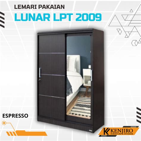 Jual Lemari Pakaian 2 Pintu Kaca Sliding Jumbo Lunar LPT 2009 Kab