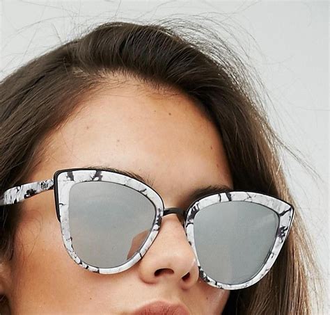 Quay Australia My Girl Cat Eye Sunglasses In Marble Silver Asos Cat