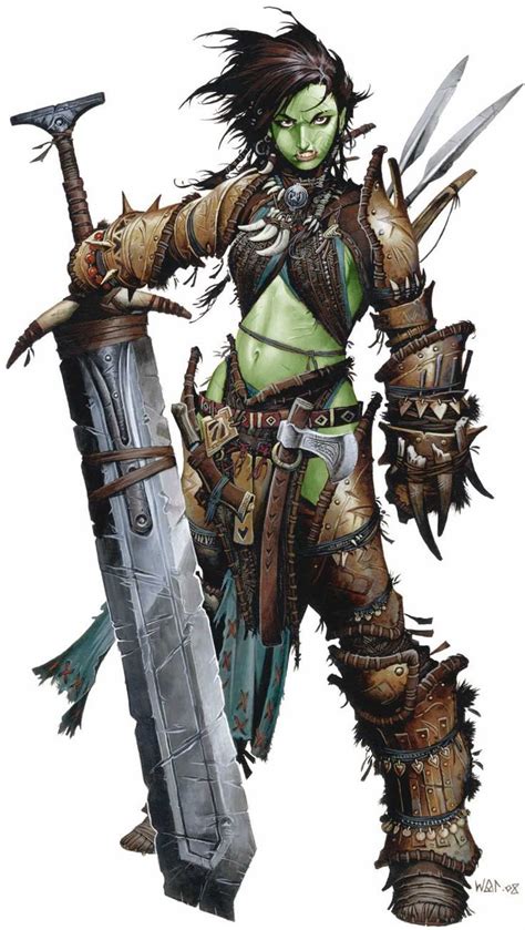 Orc Guerrière Character Art Barbarian Female Orc