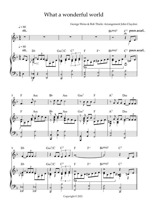 What A Wonderful World Arr John Claydon By Louis Armstrong Sheet