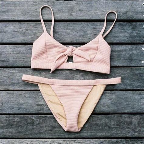 Bikini 2017 Hollow Bow Swimsuit Knotted Swimwear Women Pink Bikini Set