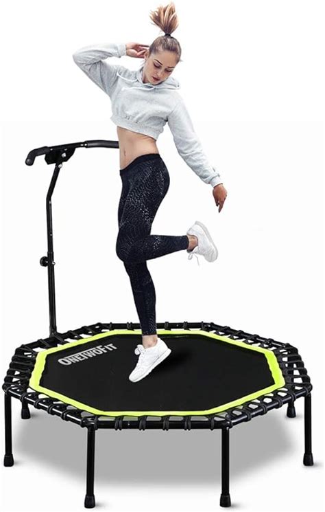 Onetwofit 51 Silent Trampoline With Adjustable Handle Bar Fitness