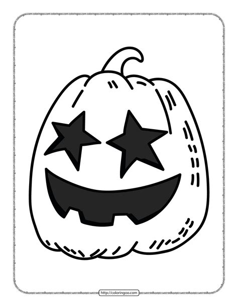 Happy Halloween Pumpkin Star Eyed Coloring Page