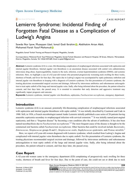 Pdf Lemierre Syndrome Incidental Finding Of Forgotten Fatal Disease