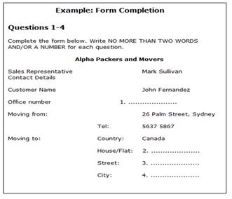 Unit 1 Form And Table Completion Aland English