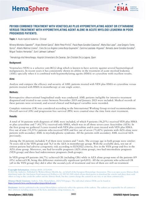 PDF PB1900 COMBINED TREATMENT WITH VENETOCLAX PLUS HYPOMETHYLATING