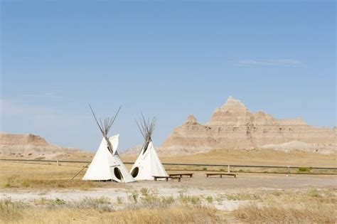 Print Of Teepees Tents Of The Oglala Lakota Or Oglala Sioux Subtribes Eroded Landscape And