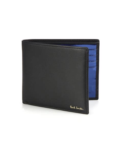 Paul Smith Calfskin Leather Bifold Wallet In Black For Men Lyst