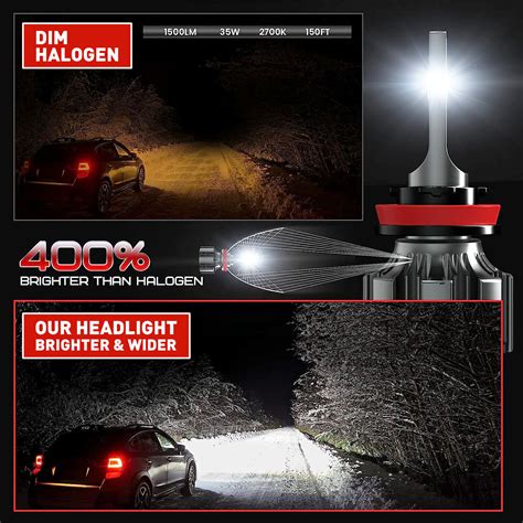 2X H11 H9 H8 LED Headlight Kit Low Beam Bulbs For Nissan Pathfinder