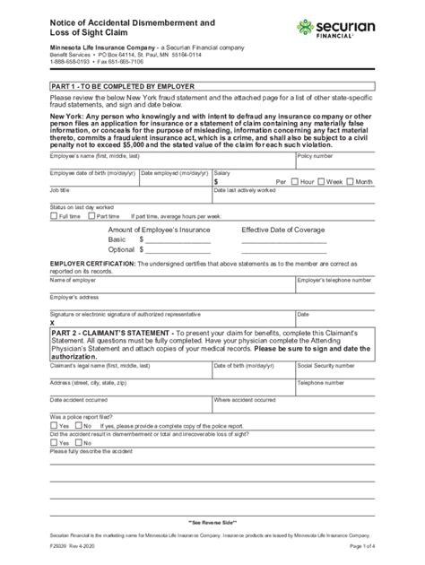 Fillable Online Securian Notice Of Claim Fill Online Printable