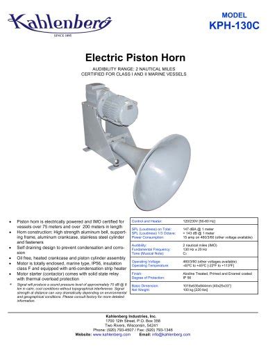 Model S 0a Air Horn Kahlenberg Industries Inc Pdf Catalogs Documentation Boating Brochures