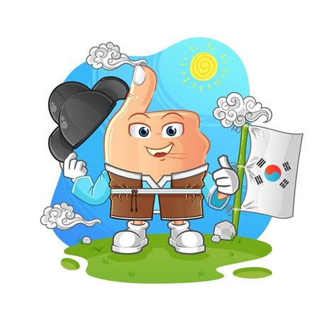 Premium Vector Thumbs Up Korean Culture Vector Cartoon Character