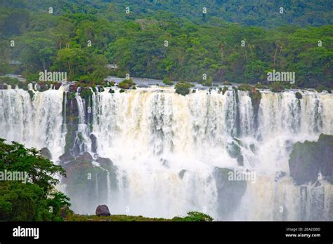 Famous Iguazu Falls On The Border Between Argentina And Brazil Stock