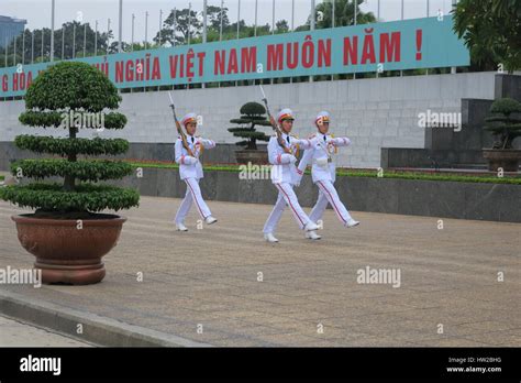 Changing Of The Guard Ho Chi Minh Mausoleum Hanoi Bac Bo Vietnam