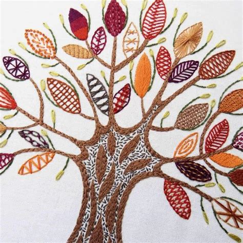 Stitch Fun With Leaves Hand Embroidery Pattern Stitchdoodles