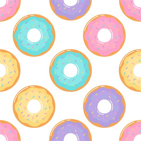 Kawaii Cute Pastel Donuts Sweet Summer Desserts Seamless Pattern 691959