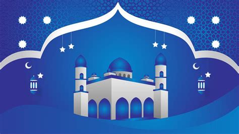 islamic banner with blue background and mosque 11414258 Vector Art at Vecteezy