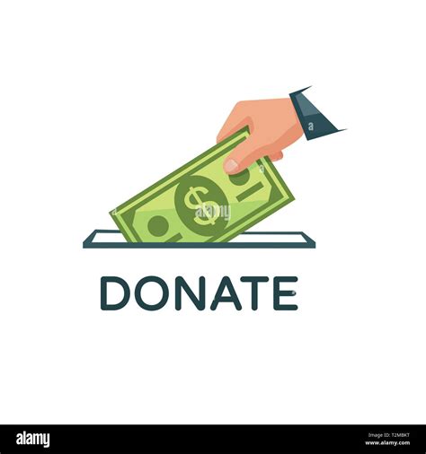 Donate Money Vector Illustration Charity Donation Concept Hand Is