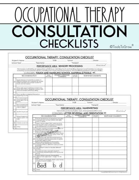 Occupational Therapy Assessment Checklists Caseload Management