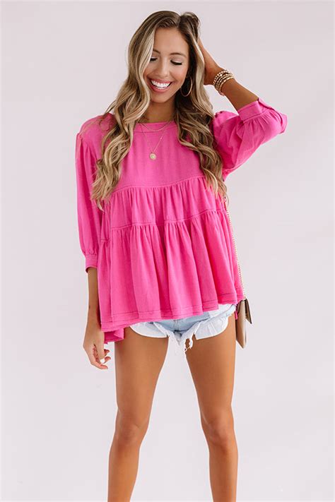 Everlasting Happiness Babydoll Top In Hot Pink • Impressions Online