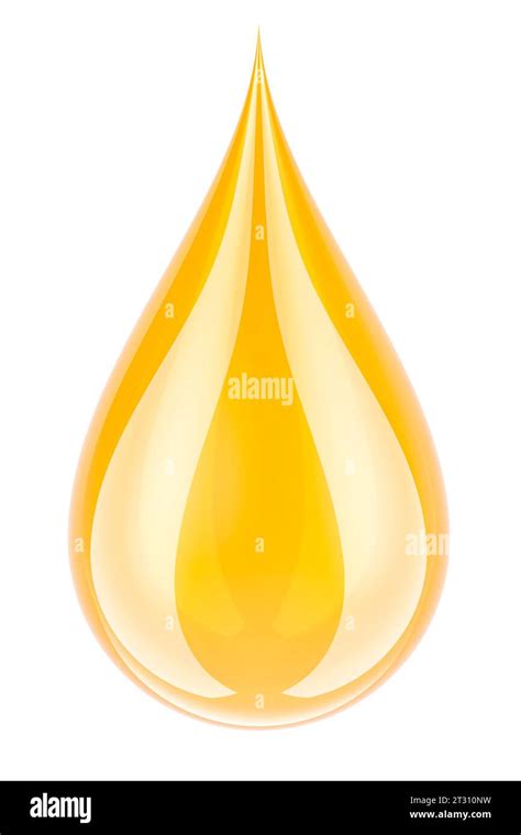 Yellow Drop Oil Drop Golden Liquid Drop 3d Rendering Isolated On