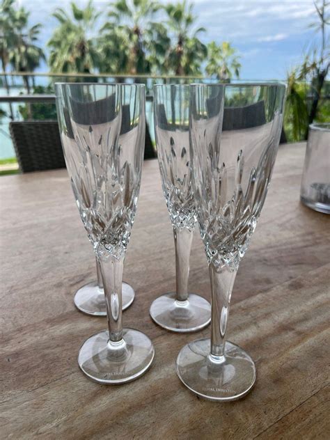 6 X Royal Doulton Crystal Glass Champagne Flutes Set Of Four Furniture