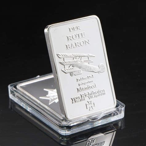 Amazon 1OZ 100 Mills 999 Silver Plated DER ROTE Baron Bullion Bar