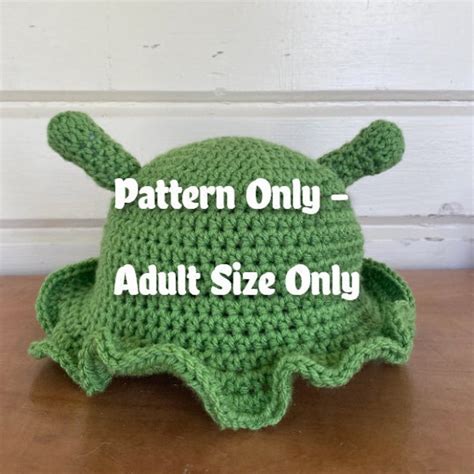 Pattern Crochet Shrek Bucket Hat Adult Sized Etsy