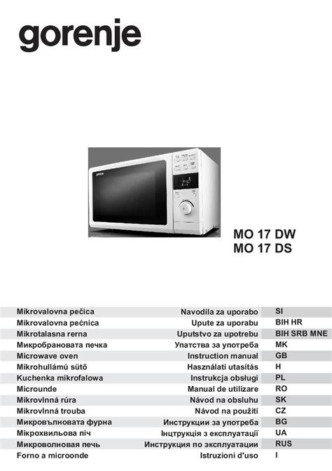 Návod k obsluze Gorenje MO 17 DW Zbozi cz