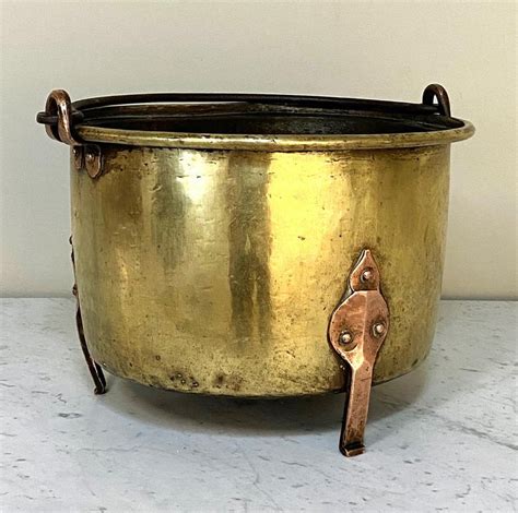 18th Century Brass And Copper Hand Forged Stock Pot For Sale At 1stdibs