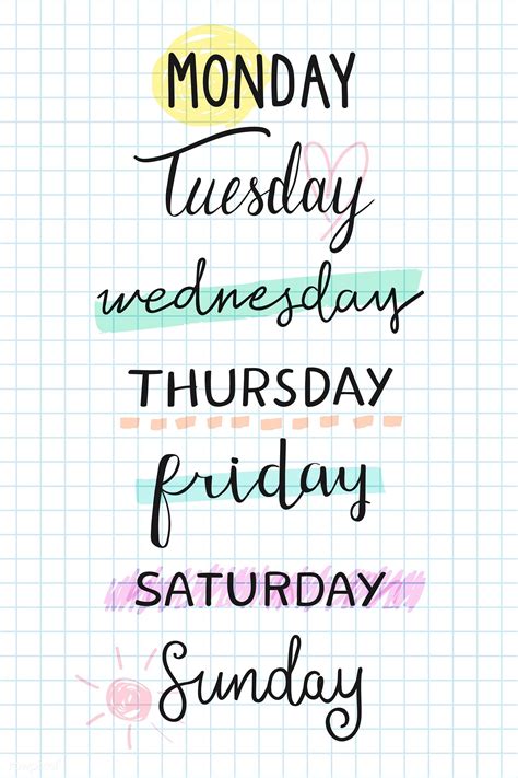 Weekdays Typography Collection Vector Premium Image By Rawpixel