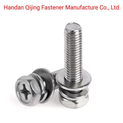 Cross Recessed Hex Head Combination Screw With Washer Steel Bolt