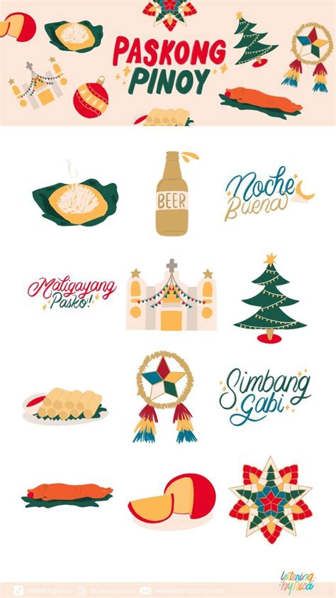 Paskong Pinoy Filipino Sticker Pack Illustration Graphic Design ...