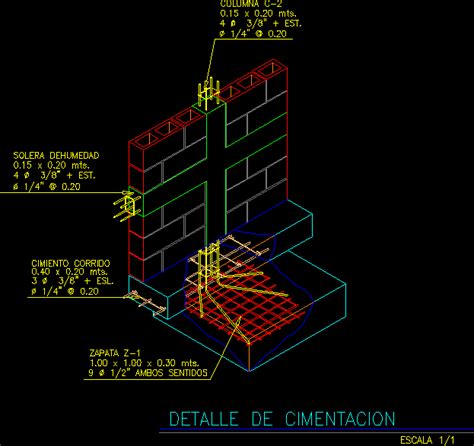 Detalle De Cimentacion En AutoCAD Librería CAD