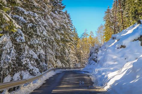 Mountain Road Between Bavarian Alps And Austrian Tyrol At Autumn After