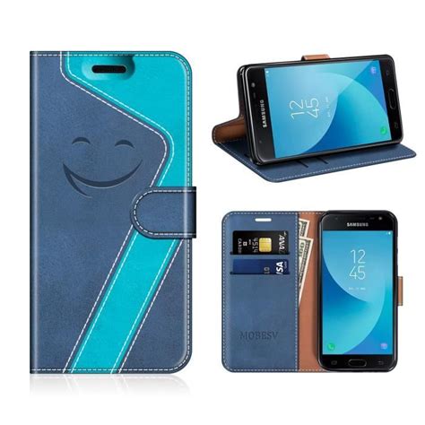 Mobesv Smiley Coque Cuir Samsung Galaxy J3 2017 Etui Housse En Cuir