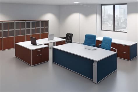 Premium Photo | Office interior office layout with tables and chairs ...