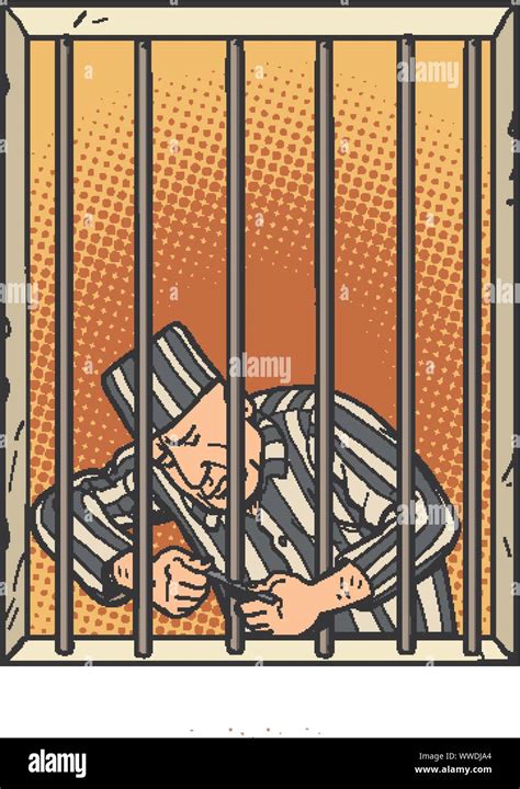 A Prisoner Escapes From Prison Jailbreak Comic Cartoon Pop Art Retro