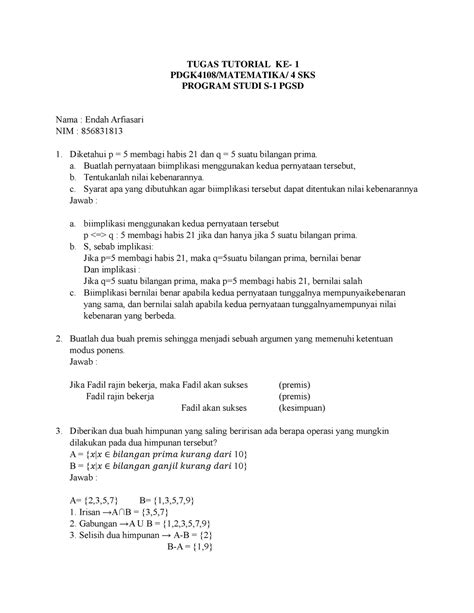 Tugas Tutorial Ke Matematika Tugas Tutorial Ke Pdgk