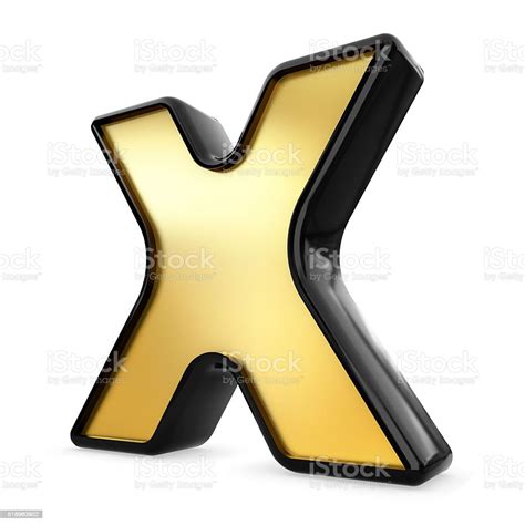 3d Gold And Black Metal Letter X Isolated White Background Stock Photo