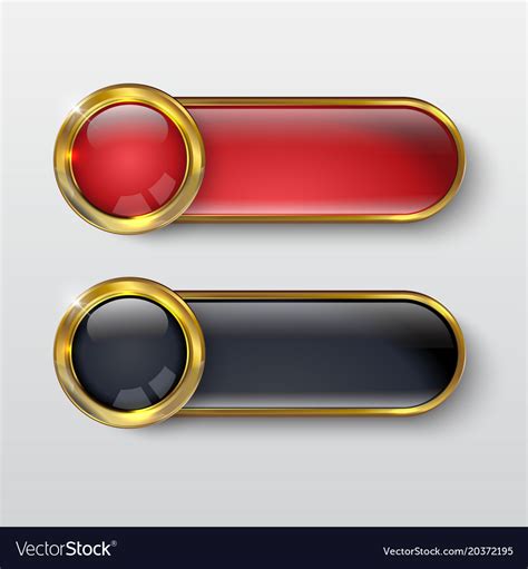 Button Premium Glossy Red Gold Royalty Free Vector Image