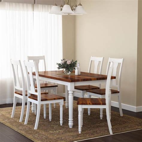 Proberta Two Tone Solid Wood Rustic Dining Table