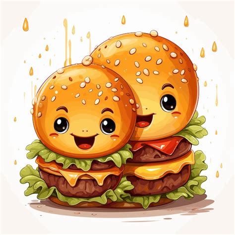 S Er Illustrator Von Double Patty Burger Im L Chelnden Kawaii Anime