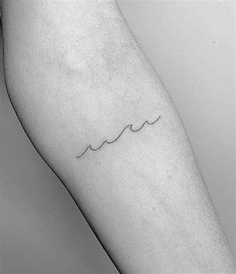 Fine Line Wave Tattoo On The Inner Forearm