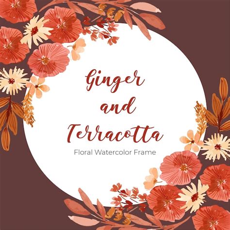 Premium Vector Ginger And Terracotta Color Floral Watercolor Frame Border